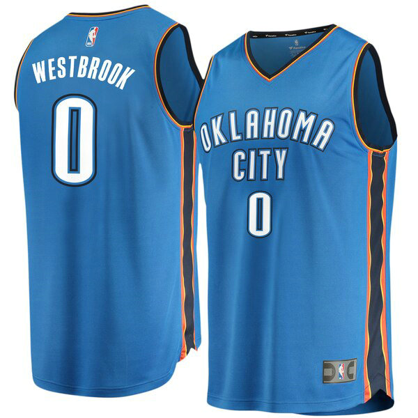 Maillot nba Oklahoma City Thunder Icon Edition Homme Russell Westbrook 0 Bleu